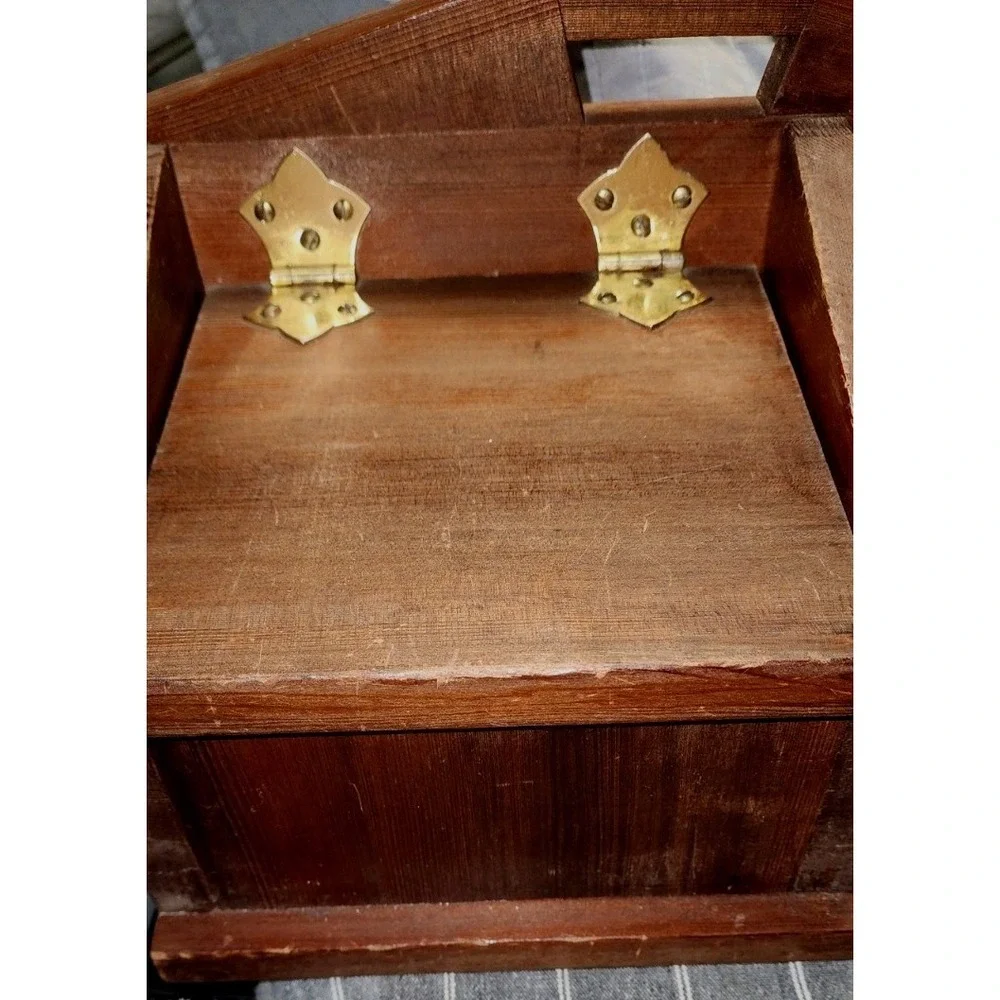 Vintage Wooden Recipe Box Card & Cookbook Holder Retro Kitchen Stand Case Handma